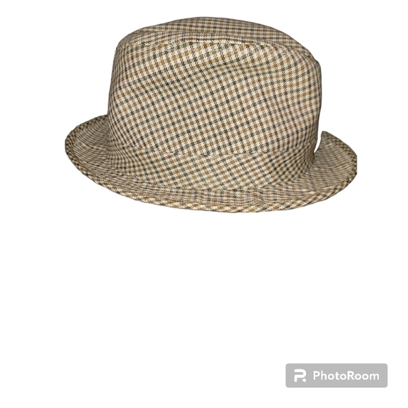 Goorin bros Plaid Tweed Fedora Hat OS Beige Brown EUC - Picture 6 of 7